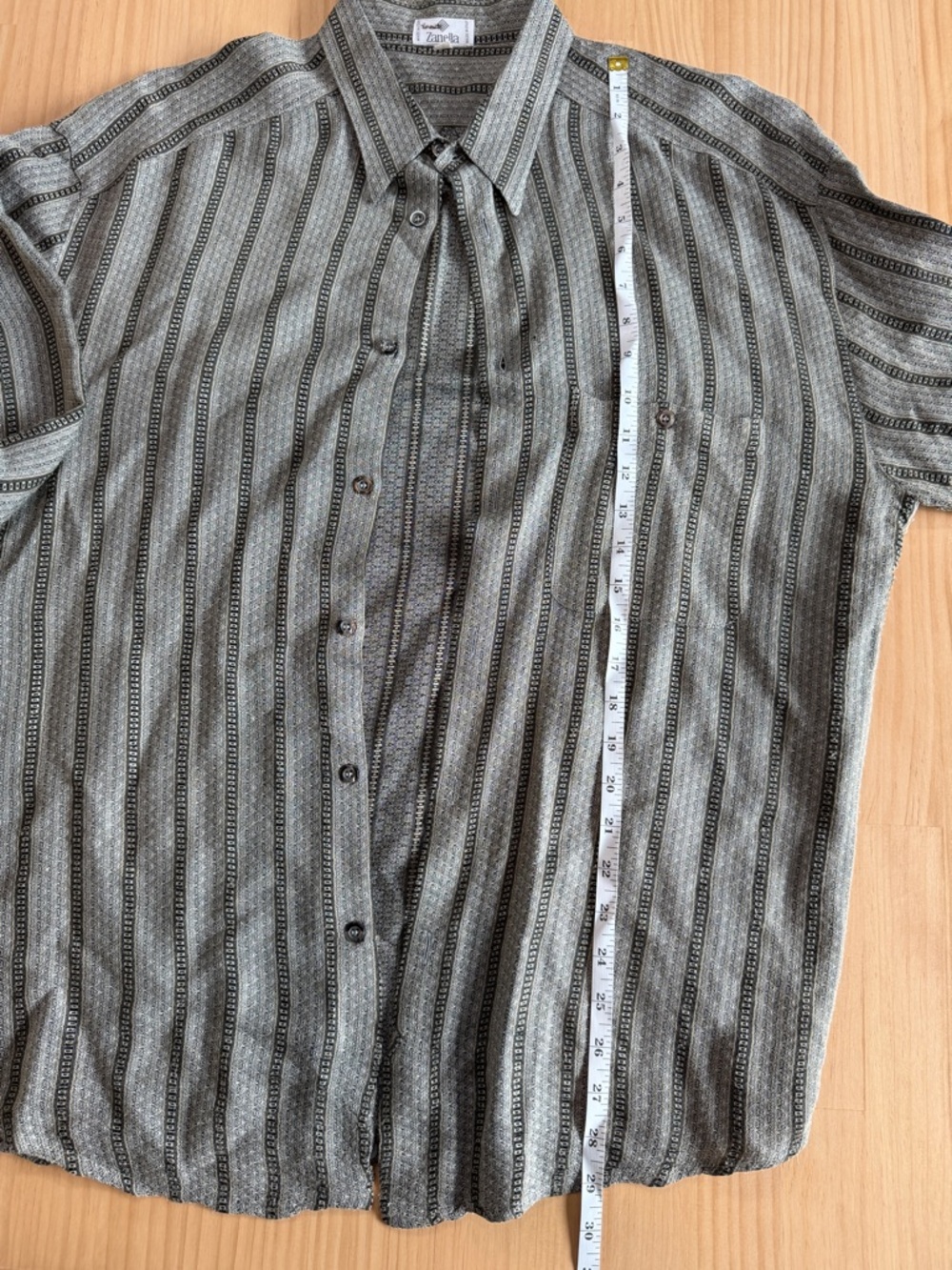 Zanella Gray Vertical Stripe Casual Button-Down Shirt B2 - Picture 5 of 10
